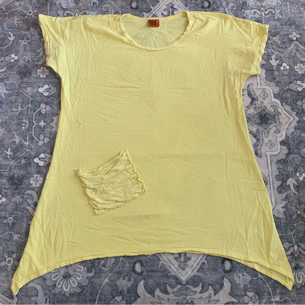 Oh My Gauze! Faith Cotton Gauze Yellow Short-Sleeve Blouse Size L/XL